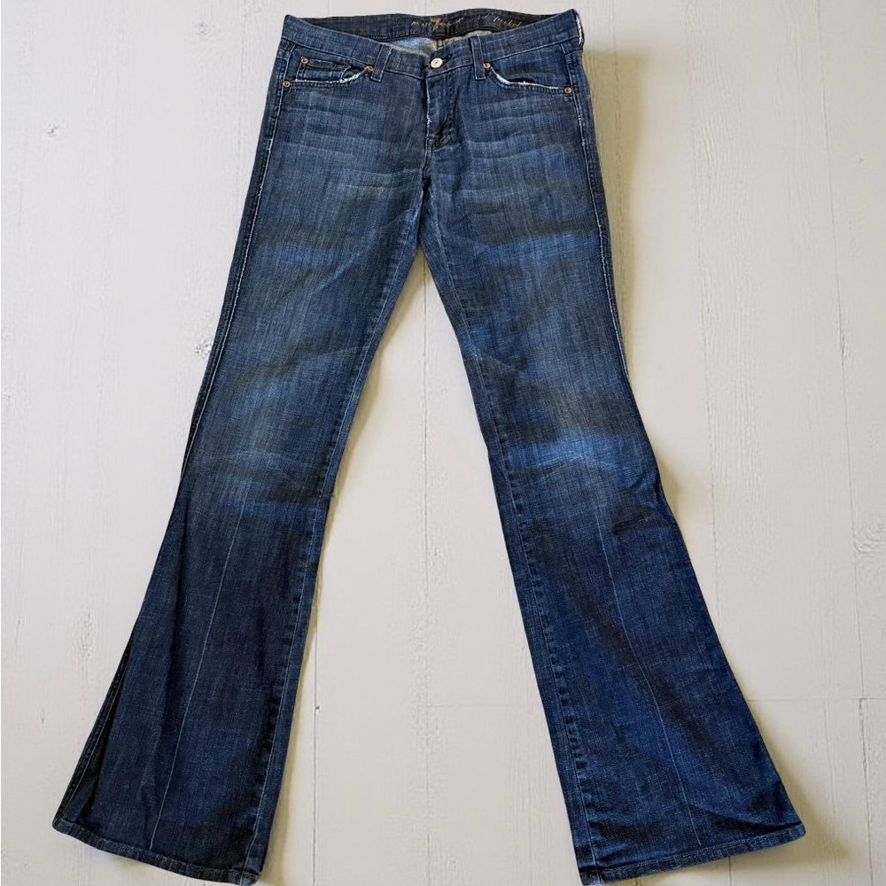 7 For All Mankind Dark Blue Low Rise Bootcut Jeans